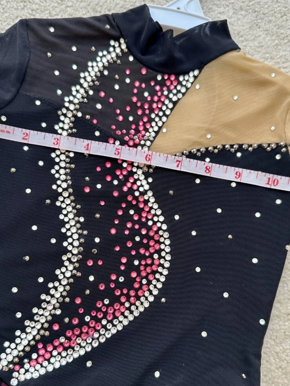 New Black with pink trim Crystal Figure Skating Dress Girls Size 6